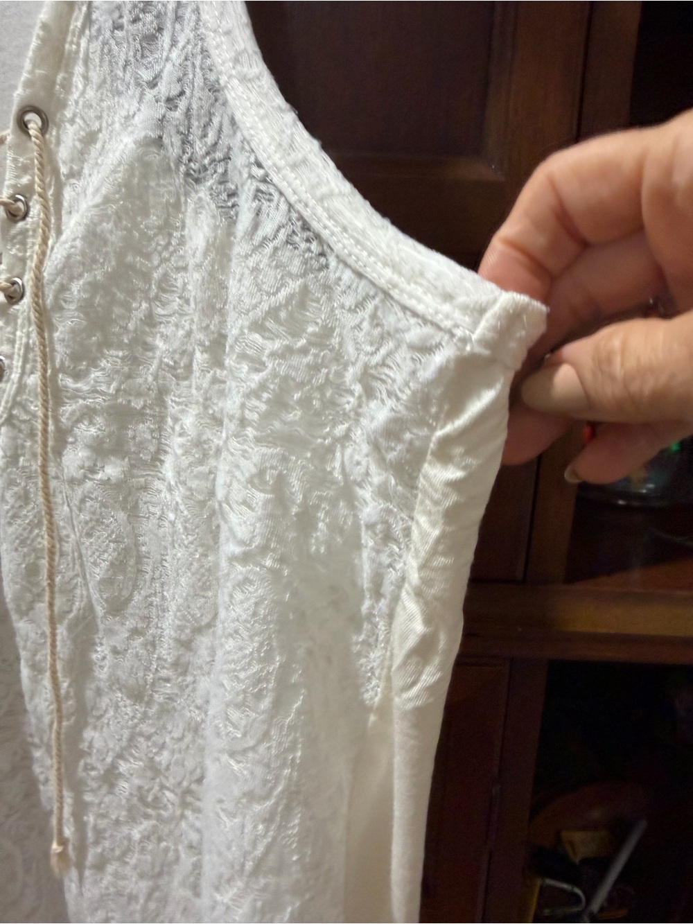 Lace-Up Racerback Tank Top - White - Picture 4 of 6
